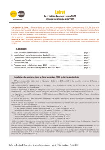 La création d'entreprise dans le Loiret en 2020