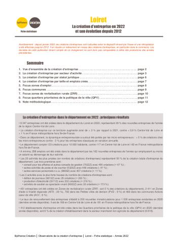 La création d'entreprise dans le Loiret en 2022