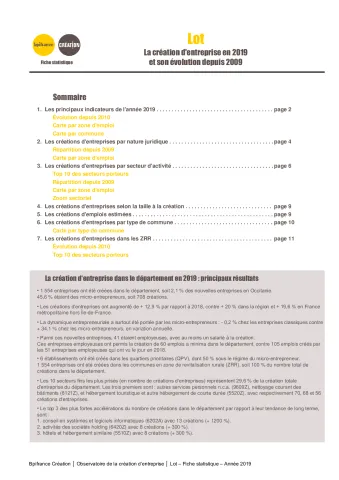 La création d'entreprise dans le Lot en 2019