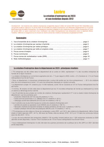 La création d'entreprise en Lozère en 2023