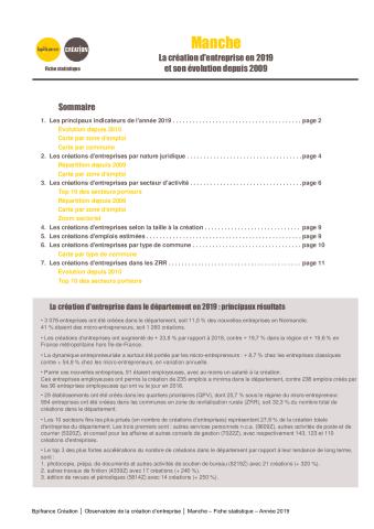 La création d'entreprise dans la Manche en 2019