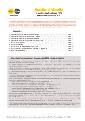 La création d'entreprise en Meurthe-et-Moselle en 2023