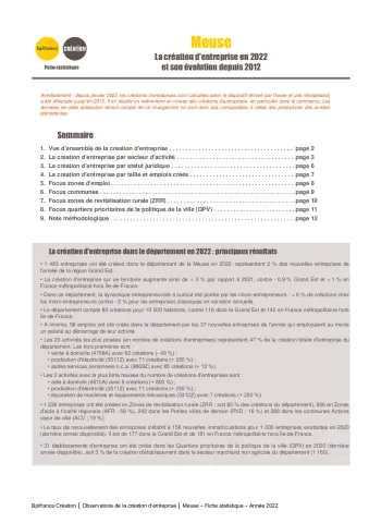 La création d'entreprise en Meuse en 2022