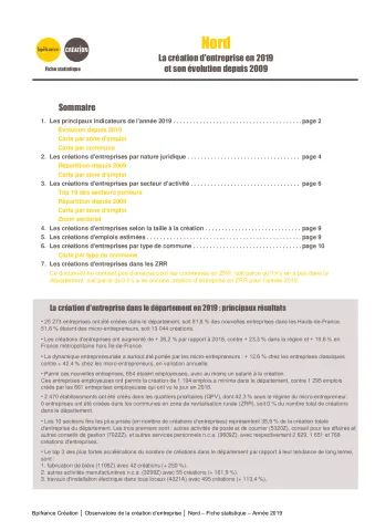 La création d'entreprise dans le Nord en 2019