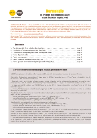 La création d'entreprise en Normandie en 2020