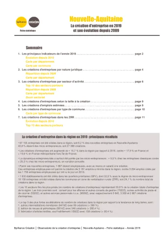 La création d&#039;entreprise en Nouvelle-Aquitaine en 2019