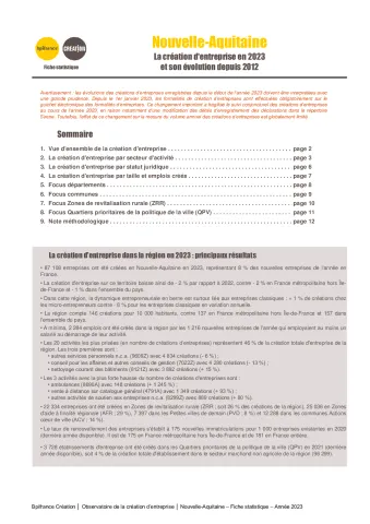 La création d'entreprise en Nouvelle-Aquitaine en 2023