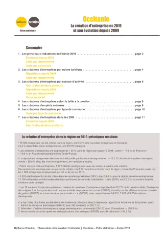La création d&#039;entreprise en Occitanie en 2019