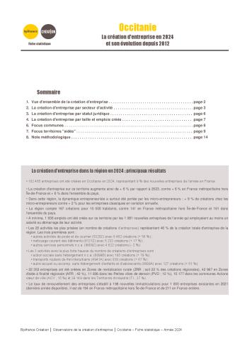 La création d'entreprise en Occitanie en 2024