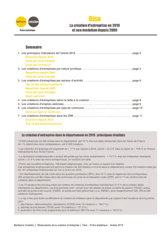 La création d'entreprise dans l'Oise en 2019
