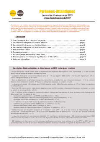 La création d'entreprise dans les Pyrénées-Atlantiques en 2023