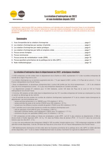 La création d'entreprise dans la Sarthe en 2022