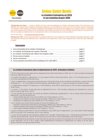 La création d'entreprise en Seine-Saint-Denis en 2020