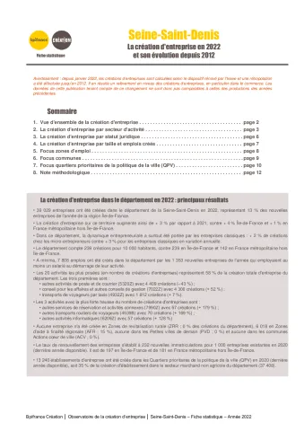 La création d'entreprise en Seine-Saint-Denis en 2022