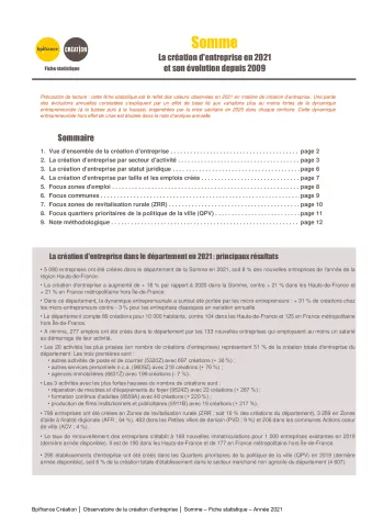 La création d'entreprise dans la Somme en 2021