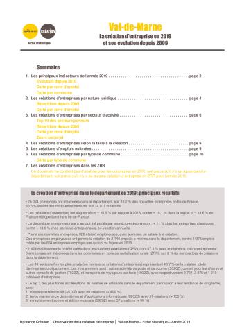 La création d'entreprise dans le Val-de-Marne en 2019