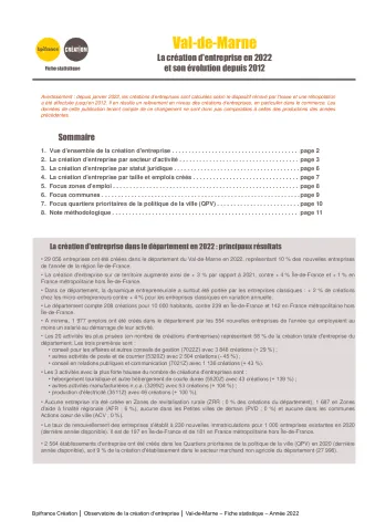 La création d'entreprise dans le Val-de-Marne en 2022