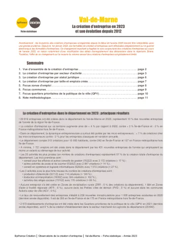 La création d'entreprise dans le Val-de-Marne en 2023