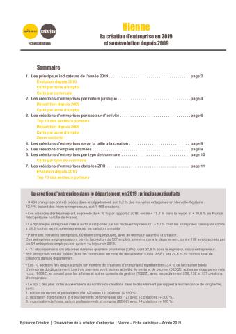 La création d'entreprise dans la Vienne en 2019
