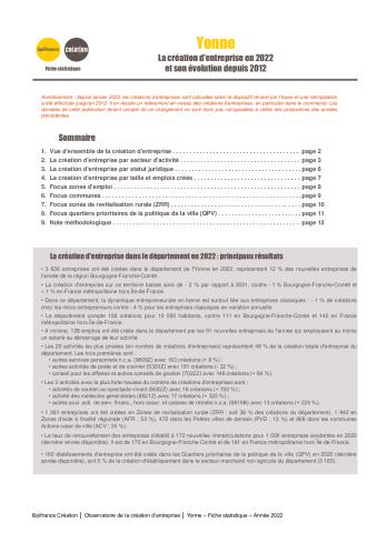 La création d'entreprise dans l'Yonne en 2022