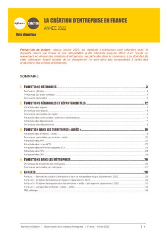 La création d'entreprise en France en 2022