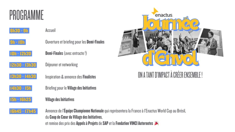 Programme de la Journée d'envol 2026 d'Enactus Etudiants