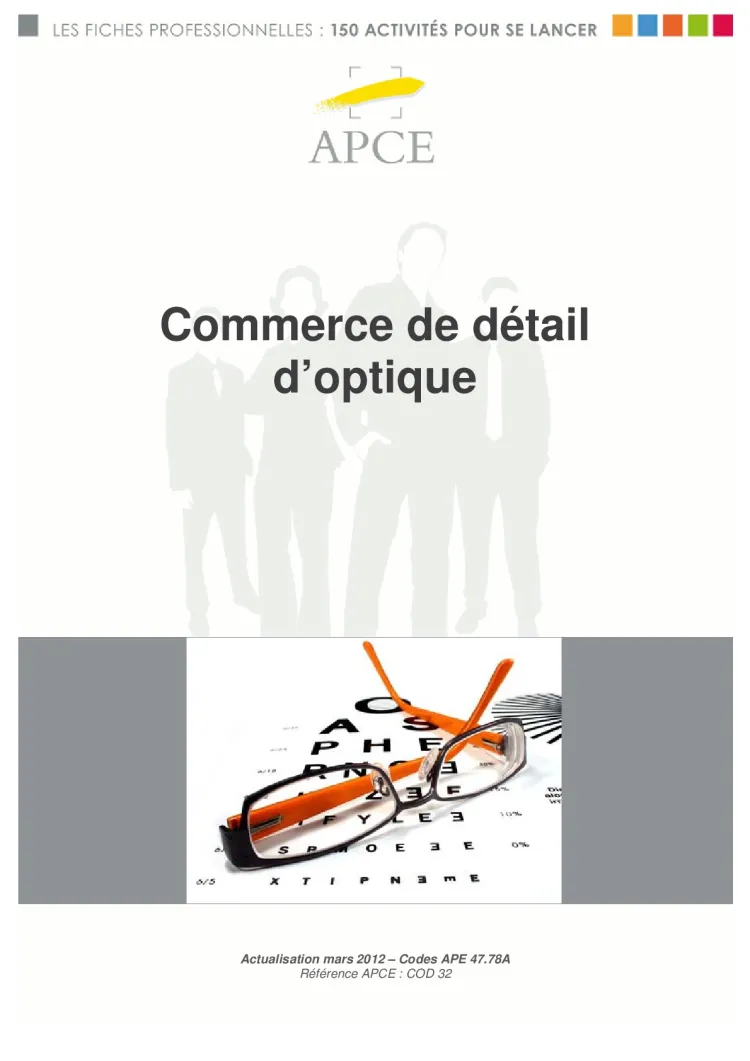 Commerce de détail d'optique