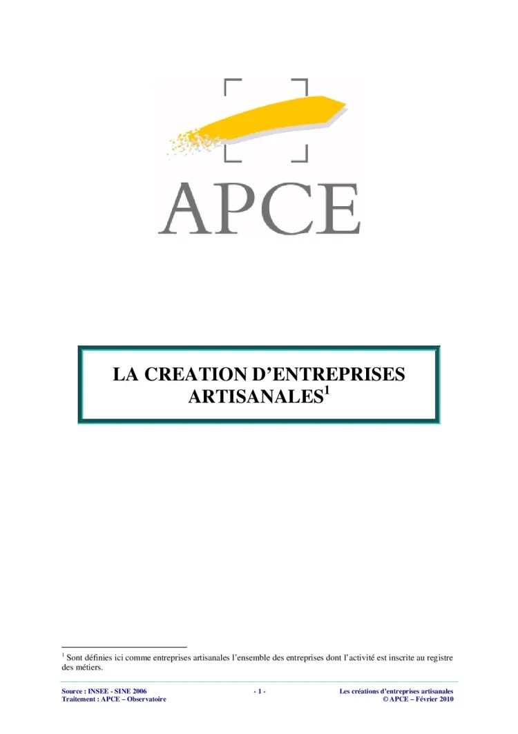 La création d'entreprises artisanales (avec tableaux détaillés)