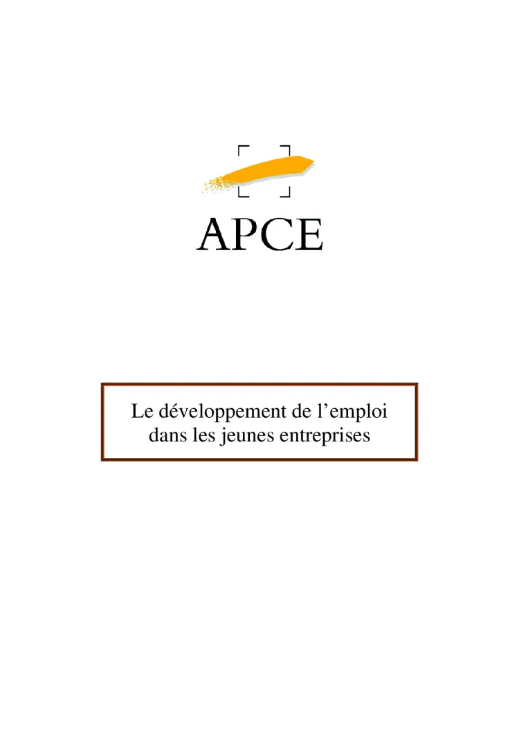 APCE - Le développement de l'emploi dans les jeunes entreprises (2012 - Synthèse)