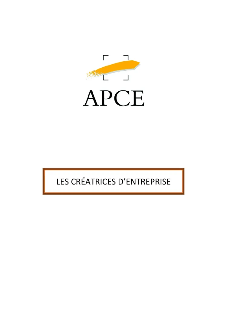 APCE - Les créatrices d'entreprise (2014 - Analyse)