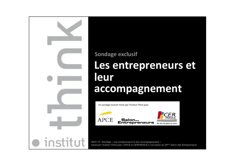 Institut Think : Les entrepreneurs et leur accompagnement (2013 - Diaporama)