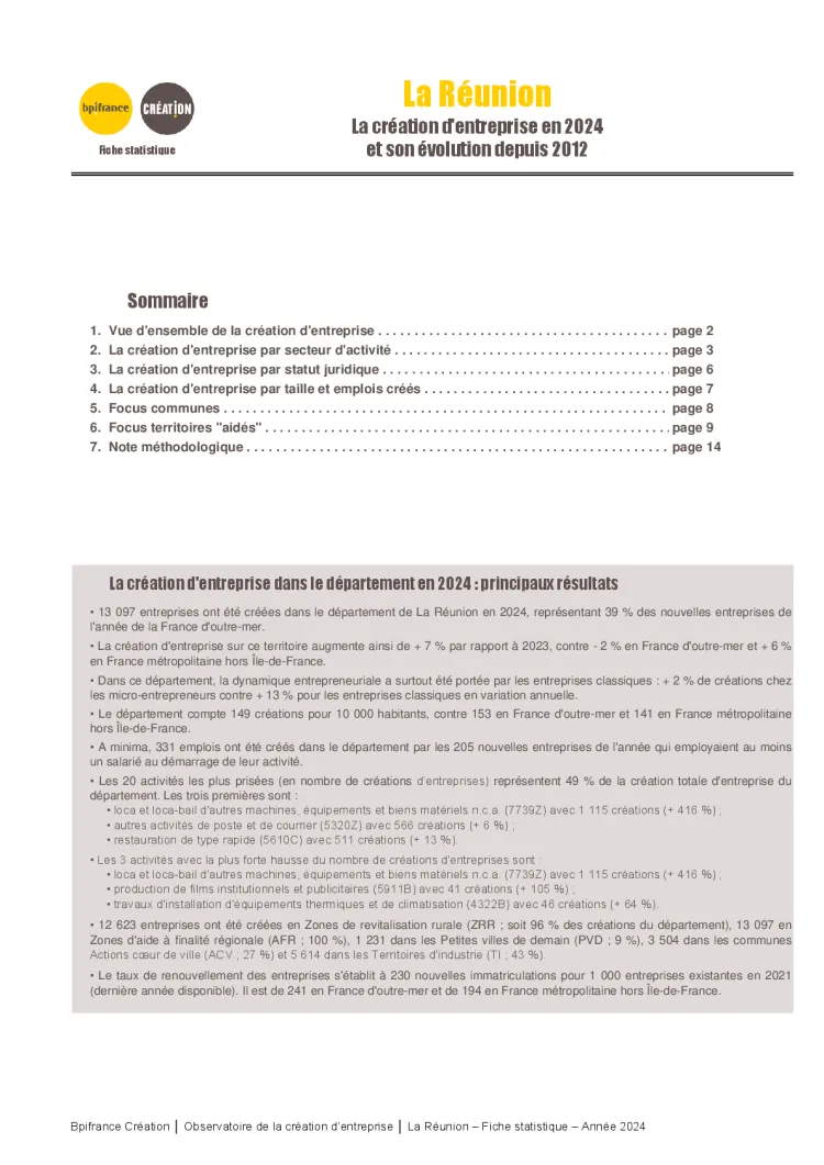 La création d'entreprise à La Réunion en 2024