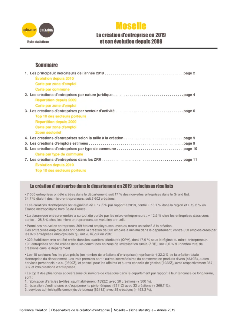 La création d'entreprise en Moselle en 2019