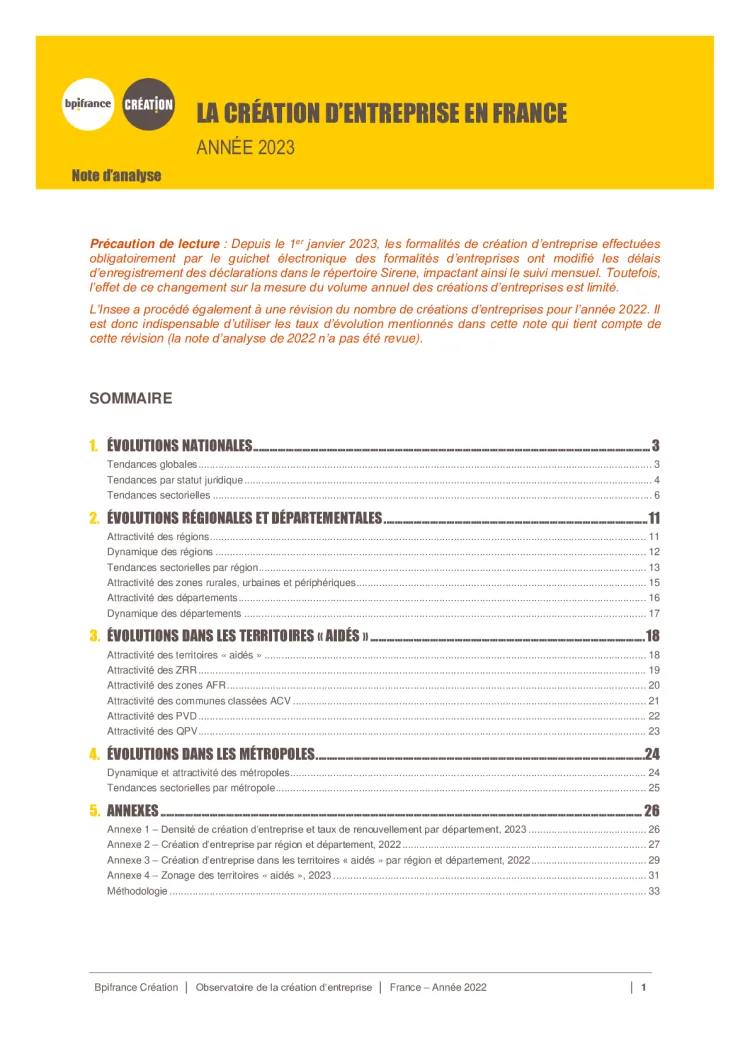 La création d'entreprise en France en 2023
